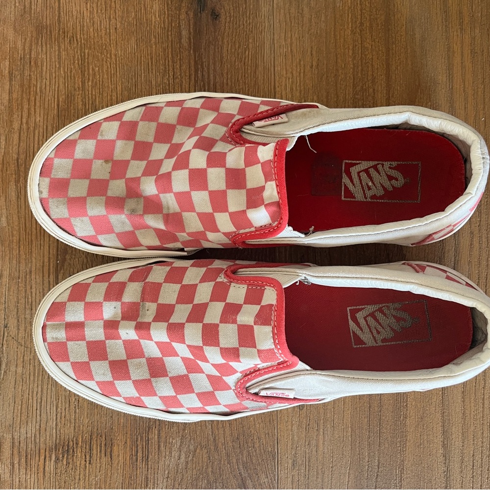 Vans Pink Checkered Slip-On Shoes